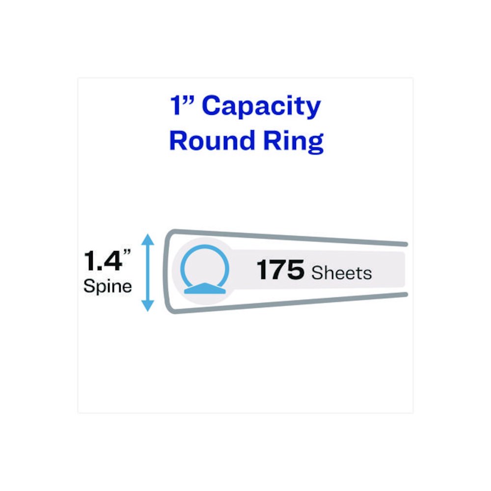 Mini Size Protect and Store View Binder with Round Rings, 3 Rings, 1" Capacity, 8.5 x 5.5, White. Picture 2