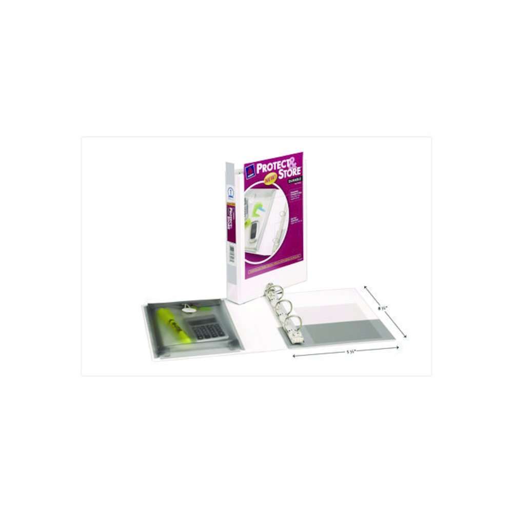 Mini Size Protect and Store View Binder with Round Rings, 3 Rings, 1" Capacity, 8.5 x 5.5, White. Picture 4