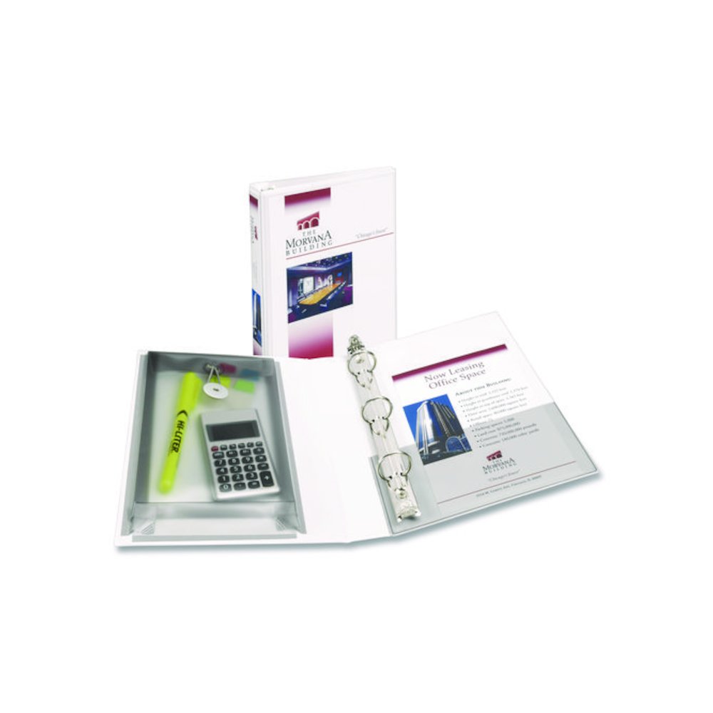 Mini Size Protect and Store View Binder with Round Rings, 3 Rings, 1" Capacity, 8.5 x 5.5, White. Picture 5