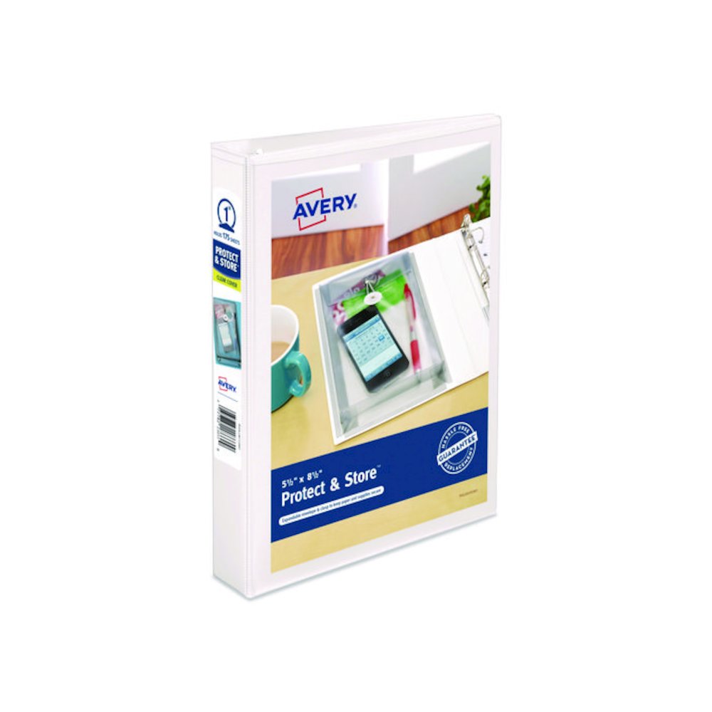 Mini Size Protect and Store View Binder with Round Rings, 3 Rings, 1" Capacity, 8.5 x 5.5, White. Picture 1