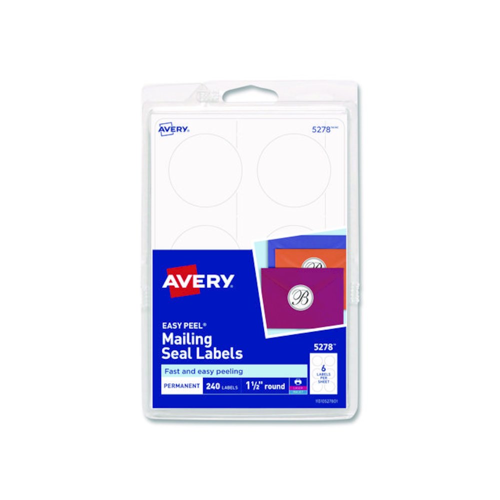 Printable Mailing Seals, 1.5" dia, White, 6/Sheet, 40 Sheets/Pack. Picture 1