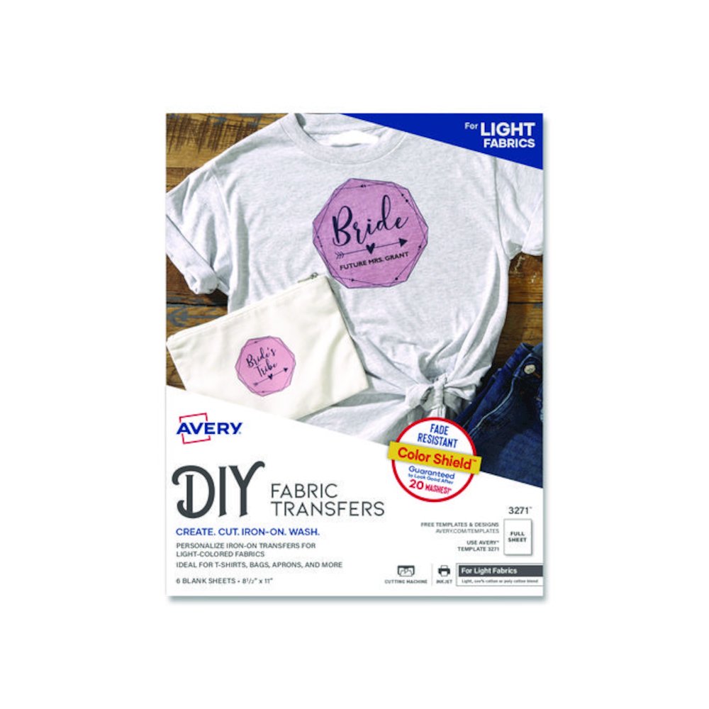 Fabric Transfers, For Light-Colored Fabrics, 8.5 x 11, White, 6/Pack. Picture 1