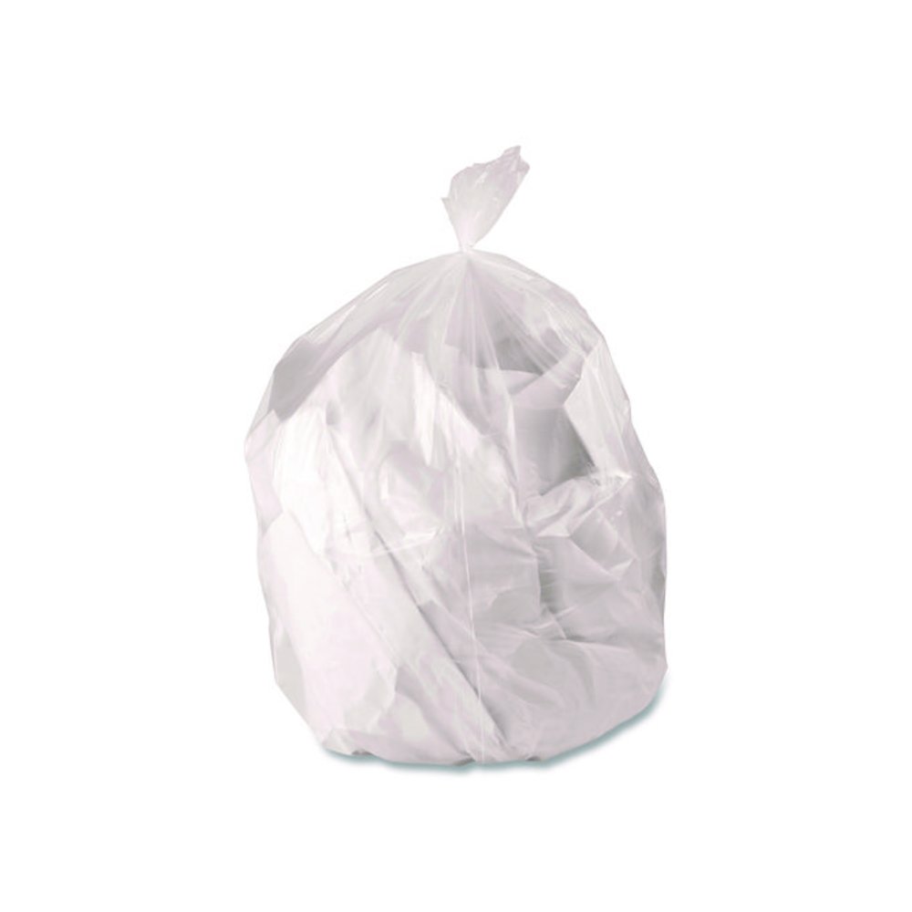 Low-Density Waste Can Liners, 45 gal, 0.9 mil, 40 x 46, Clear, Perforated Roll, 100/Carton. Picture 3