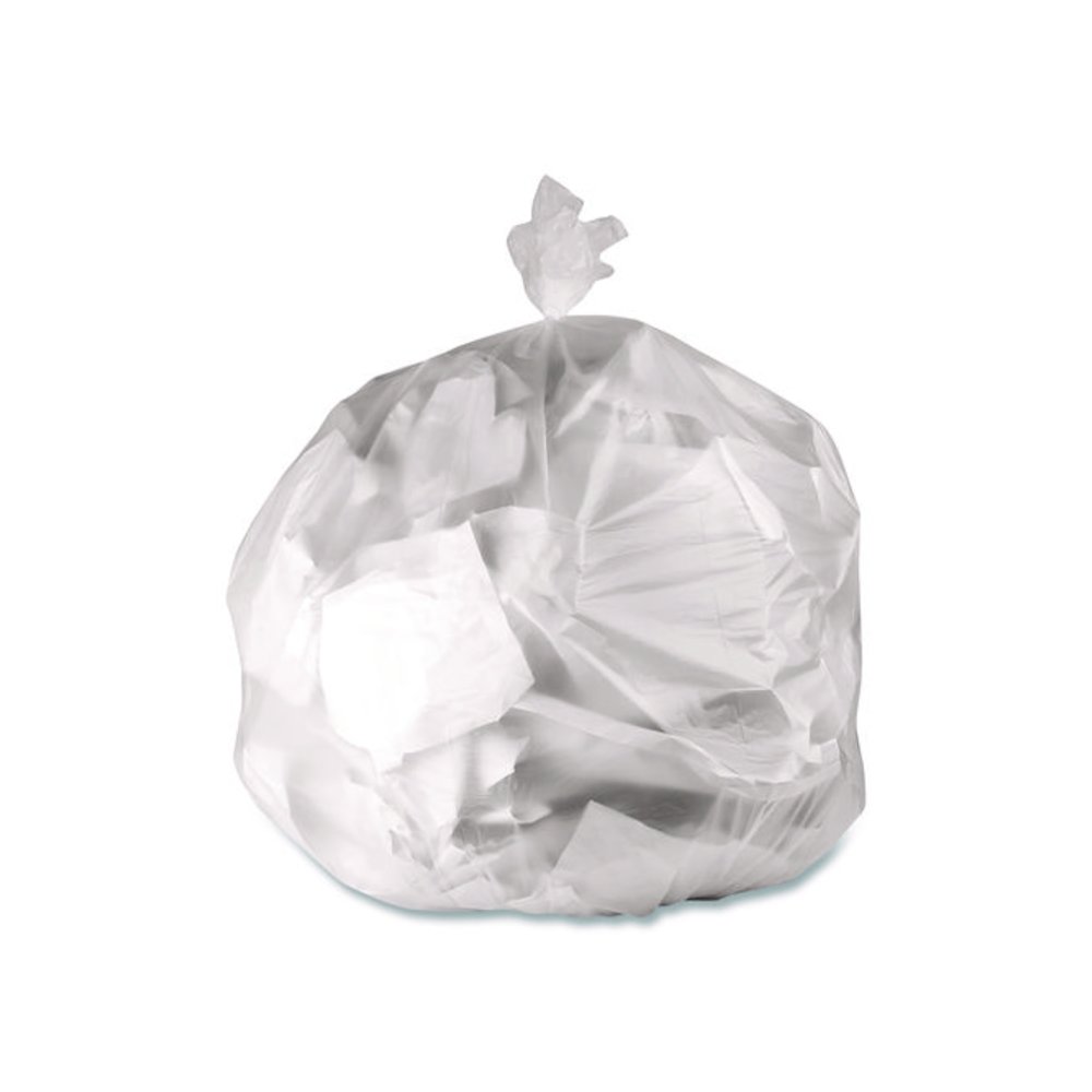 High-Density Can Liners, 45 gal, 22 mic, 40 x 48, Natural, Perforated Roll, 150/Carton. Picture 3