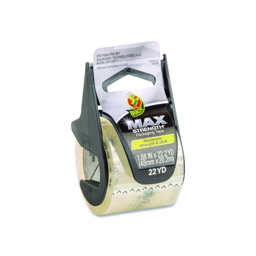 MAX Packaging Tape with Dispenser, 1.5" Core, 1.88" x 22 yds, Crystal Clear, 6/Box. Picture 2