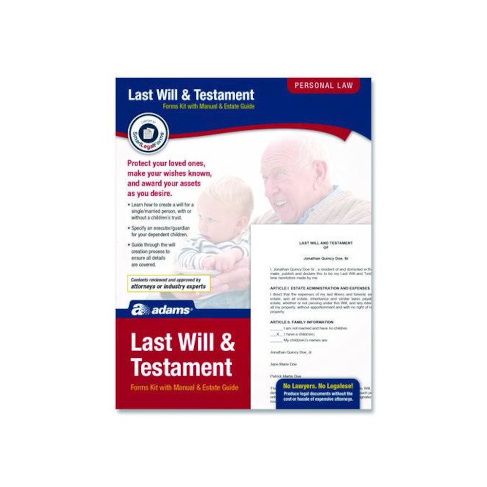 Last Will and Testament Digital Forms Kit with Manual and Estate Guide, Inkjet/Laser, 8.5 x 11, Unlimited Number of Forms. Picture 1