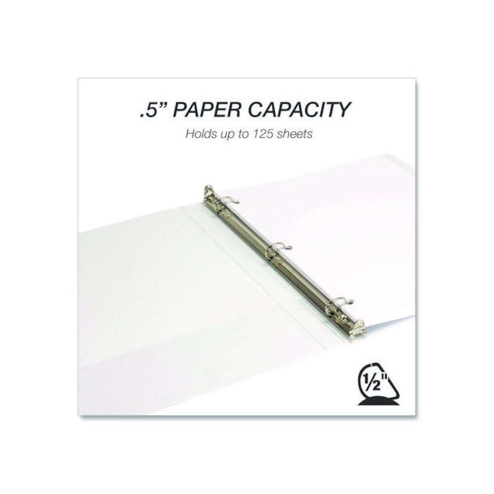 Durable D-Ring View Binders, 3 Rings, 0.5" Capacity, 11.5" x 8.5", White, 4/Pack. Picture 3