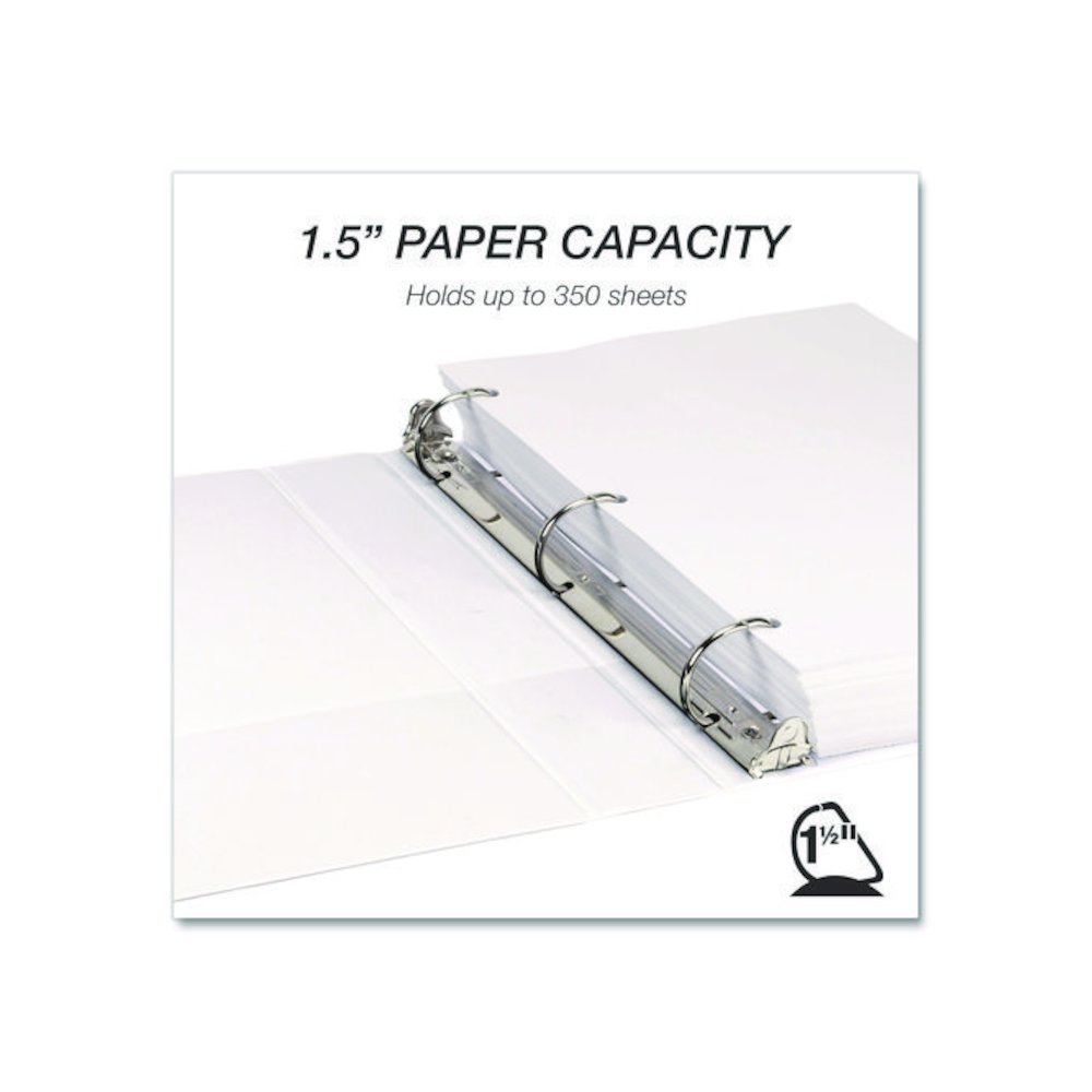 Durable D-Ring View Binders, 3 Rings, 1.5" Capacity, 11.5" x 8.5", White, 4/Pack. Picture 3