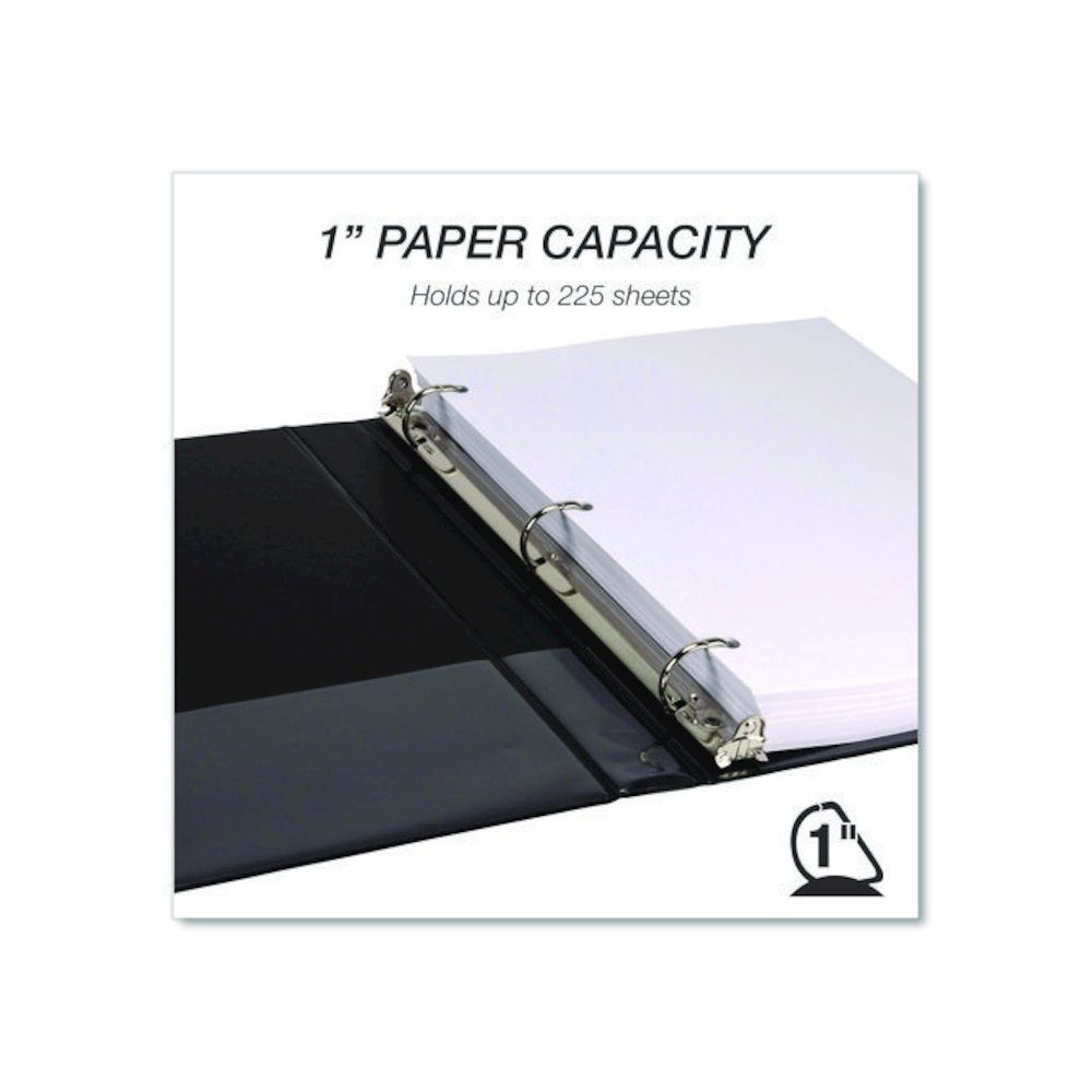 Durable D-Ring View Binders, 3 Rings, 1" Capacity, 11.5" x 8.5", Black, 4/Pack. Picture 3
