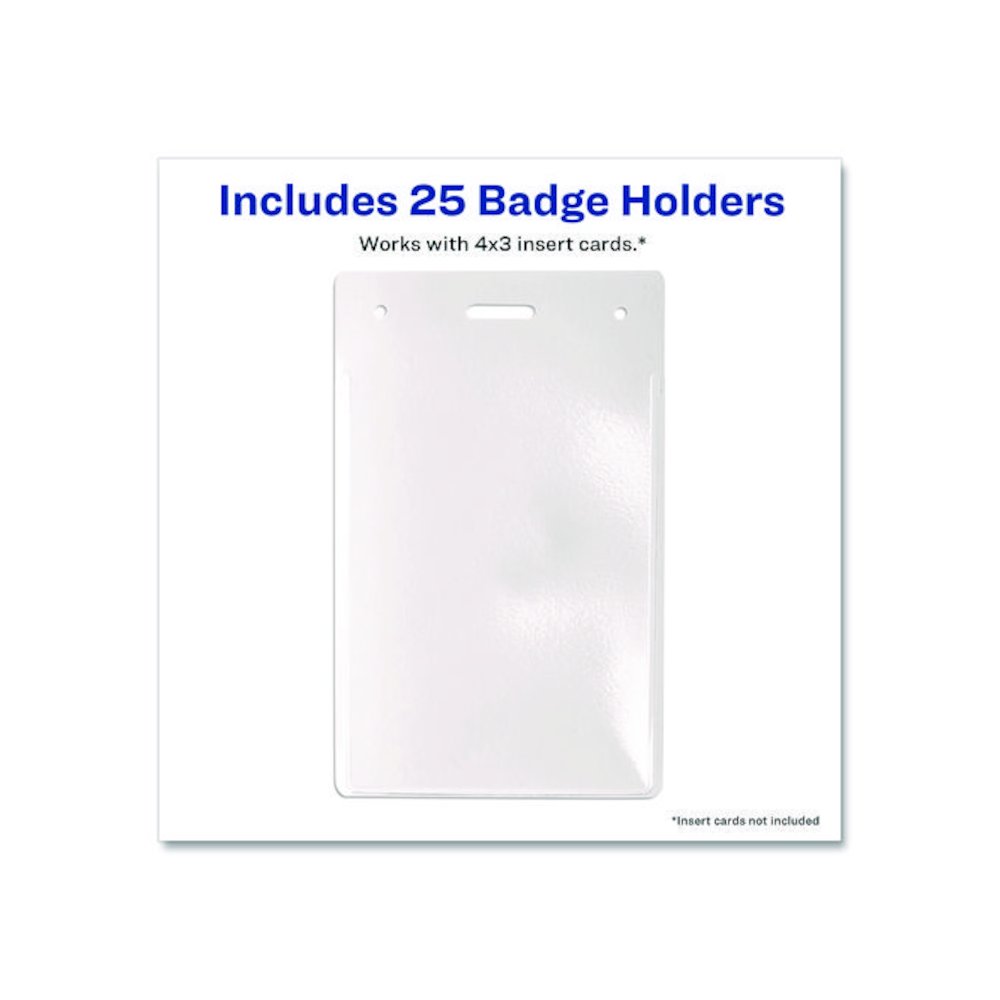 Secure Top Heavy-Duty Badge Holders, Vertical, 3w x 4h, Clear, 25/Pack. Picture 3