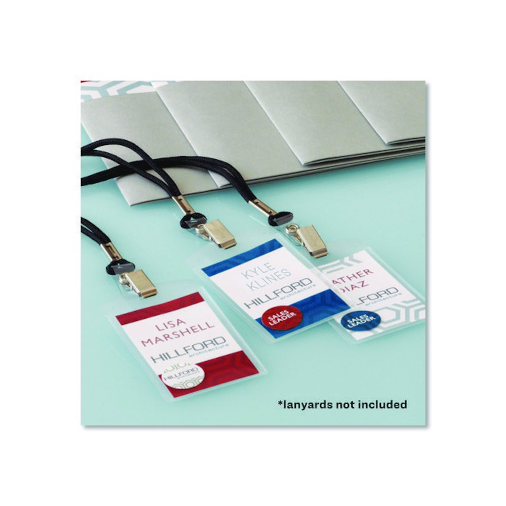 Secure Top Heavy-Duty Badge Holders, Vertical, 3w x 4h, Clear, 25/Pack. Picture 5