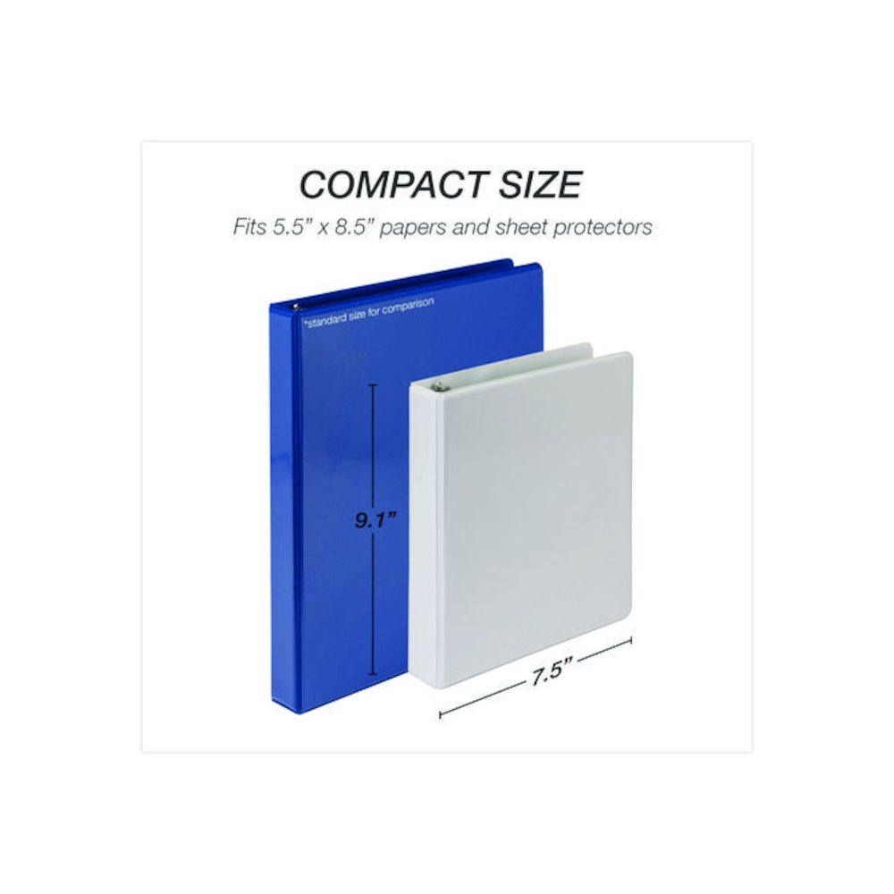 Economy Round Ring View Binders, 3 Rings, 1" Capacity, 8.5 x 5.5, White, 6/Carton. Picture 2