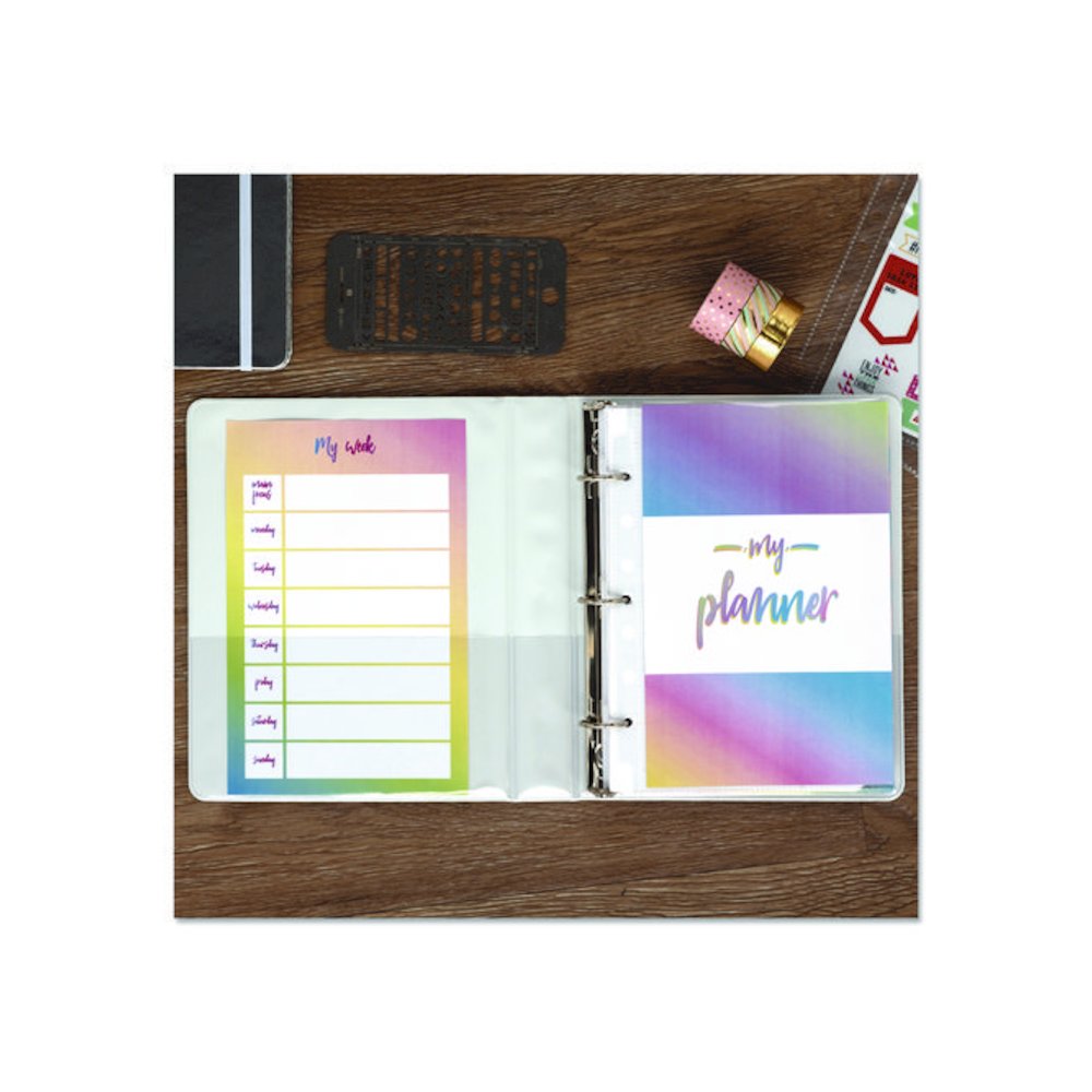 Economy Round Ring View Binders, 3 Rings, 1" Capacity, 8.5 x 5.5, White, 6/Carton. Picture 4
