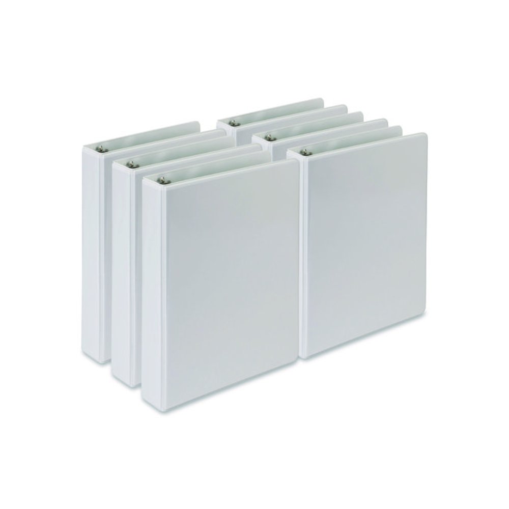 Economy Round Ring View Binders, 3 Rings, 1" Capacity, 8.5 x 5.5, White, 6/Carton. Picture 1
