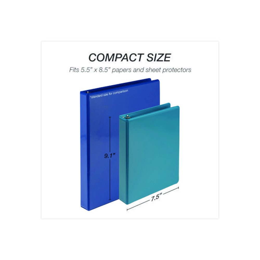 Economy Round Ring View Binders, 3 Rings, 1" Capacity, 8.5 x 5.5, Assorted, 6/Carton. Picture 3