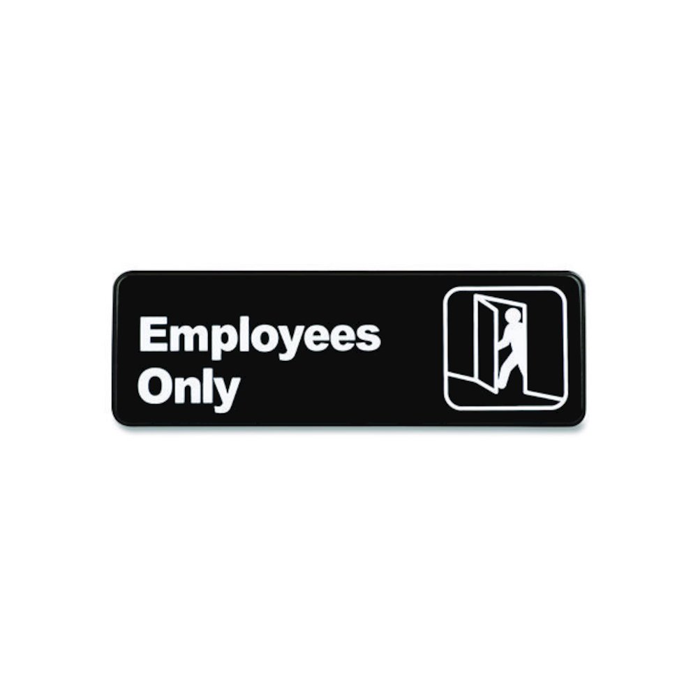 Employees Only Indoor/Outdoor Wall Sign, 9" x 3", Black Face, White Graphics, 3/Pack. Picture 4