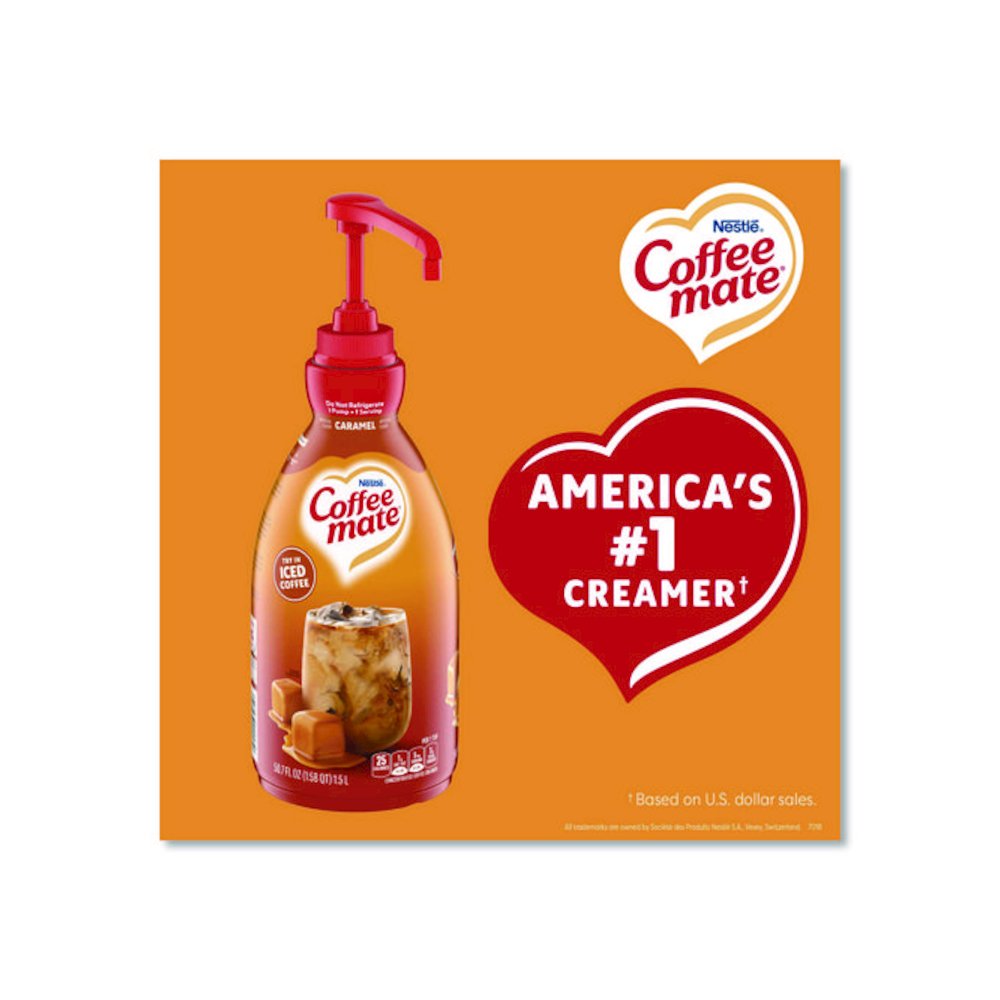 Liquid Creamer Pump Bottle, Caramel, 50.7 oz Pump Bottle, 2/Carton. Picture 11