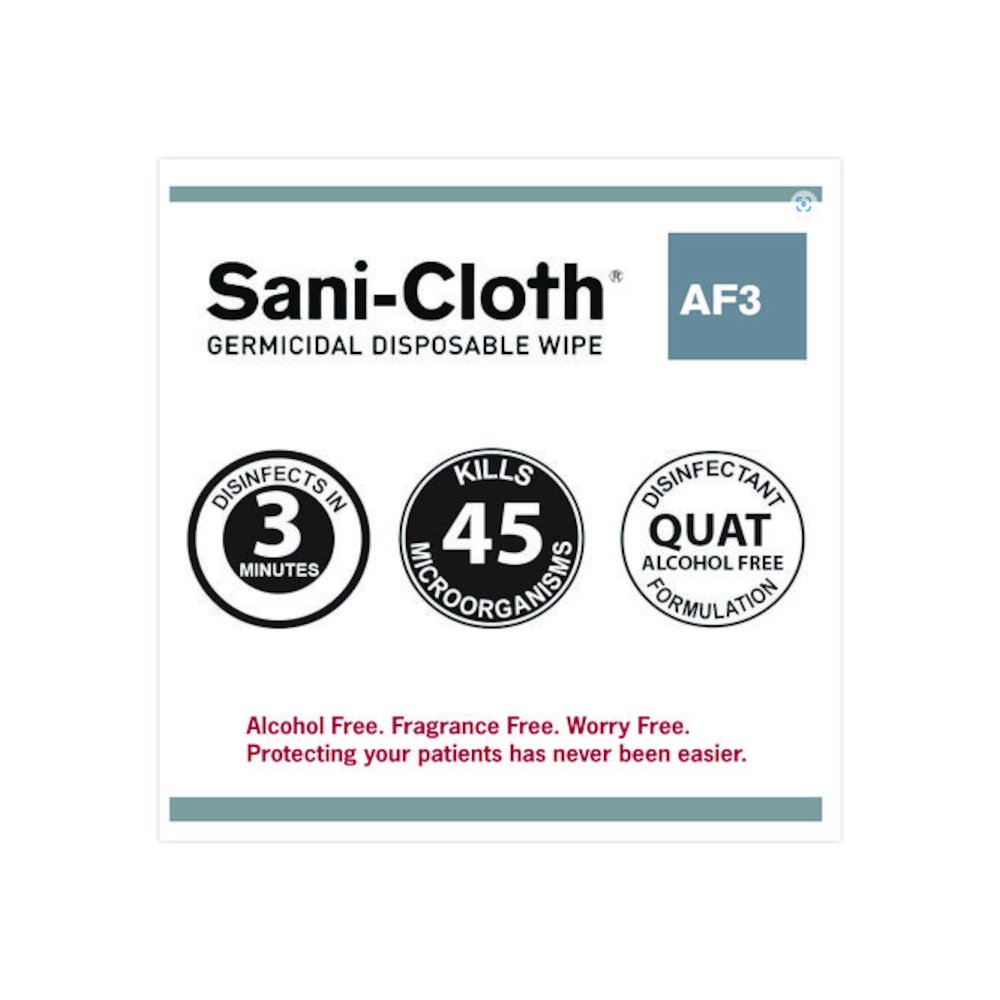 Sani-Cloth AF3 Germicidal Disposable Wipes, 6 x 6.75, White, 160 Wipes/Canister, 12 Canisters/Carton. Picture 3