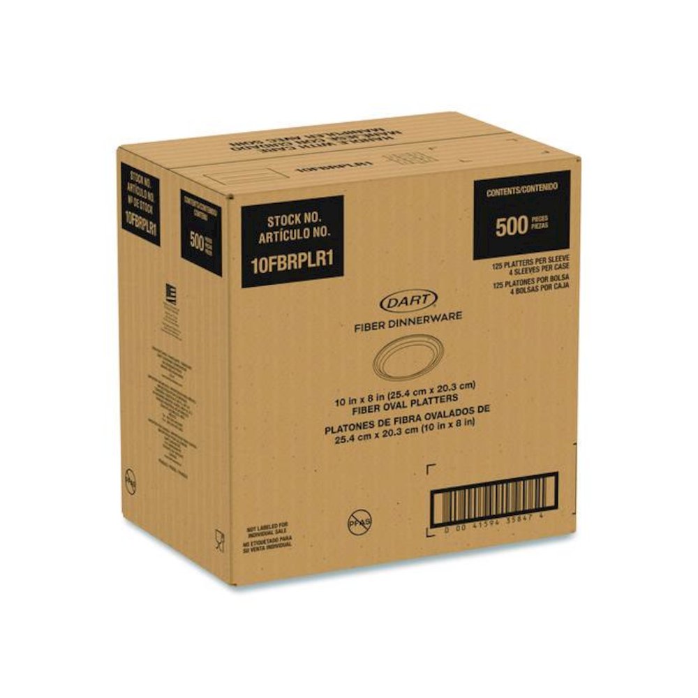Compostable Molded Fiber Dinnerware, ProPlanet Seal, Platter, 10" Diameter, Natural, 500/Carton. Picture 3