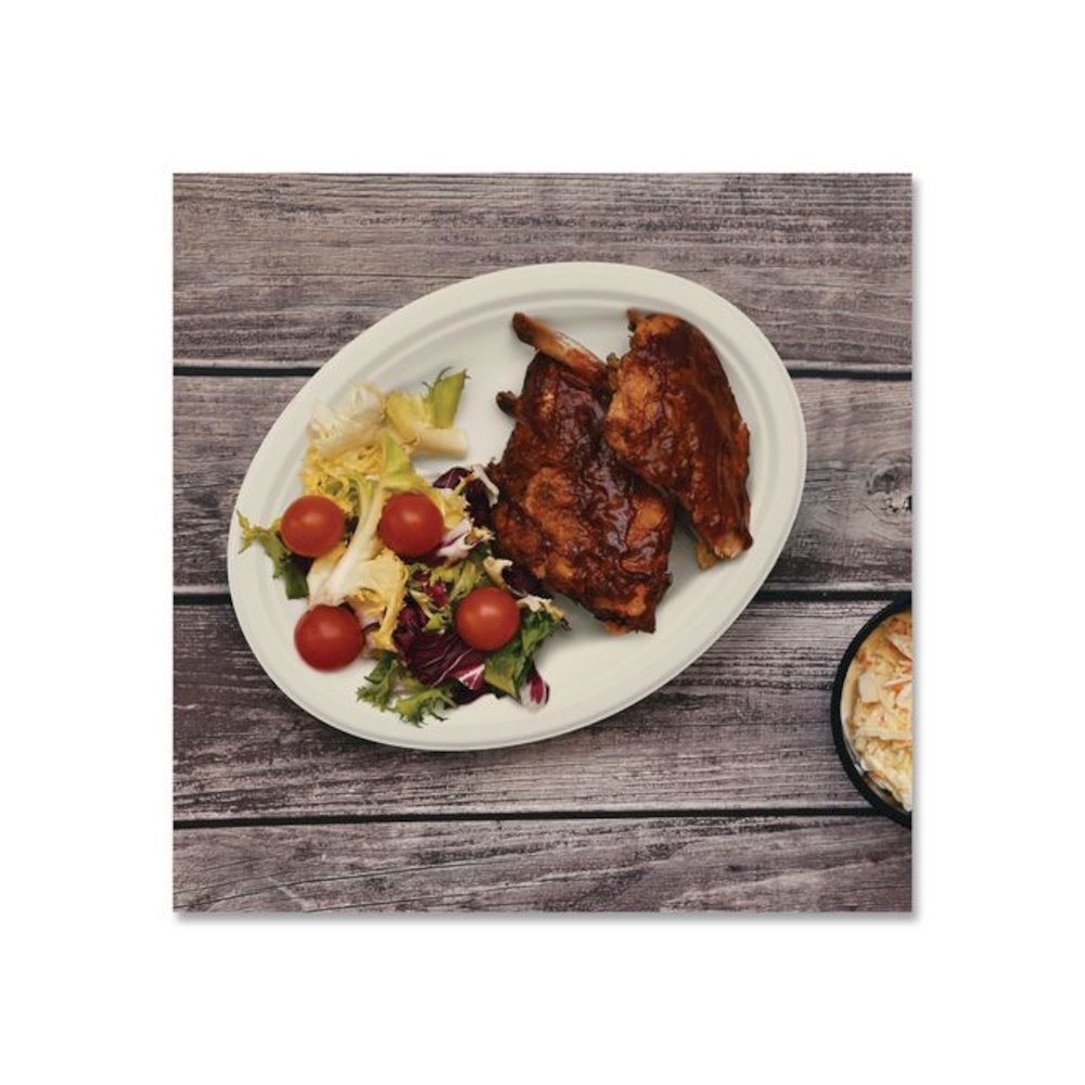 Compostable Molded Fiber Dinnerware, ProPlanet Seal, Platter, 10" Diameter, Natural, 500/Carton. Picture 6