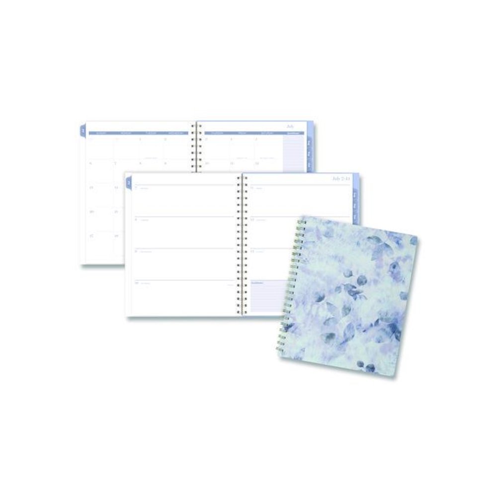 Dewdrop Academic Weekly Monthly Planner, Watercolor Floral, Blue/Gray/Purple Cover, 12-Month (July to June): 2025 to 2026. Picture 4