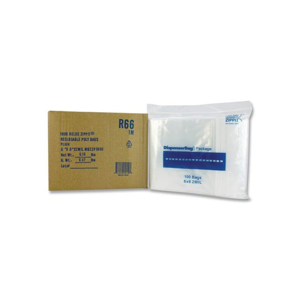 Reloc Zippit Plastic Zipper Bags, 6" x 6", Clear, 1,000/Box. Picture 5
