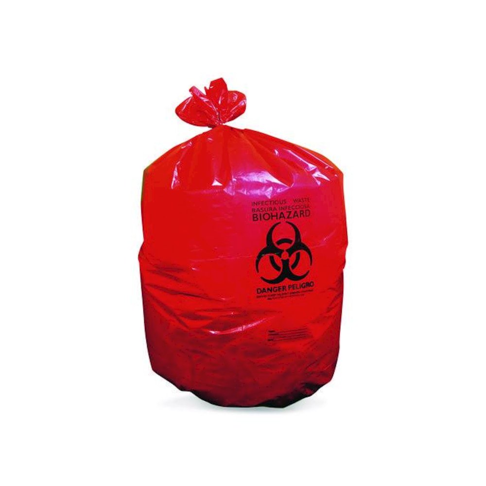 Healthcare Biohazard Printed Low-Density Can Liners, Infectious Waste, 44 gal, 3.2 mil, 37" x 50", Red, Flat Pack, 75/Carton. Picture 4