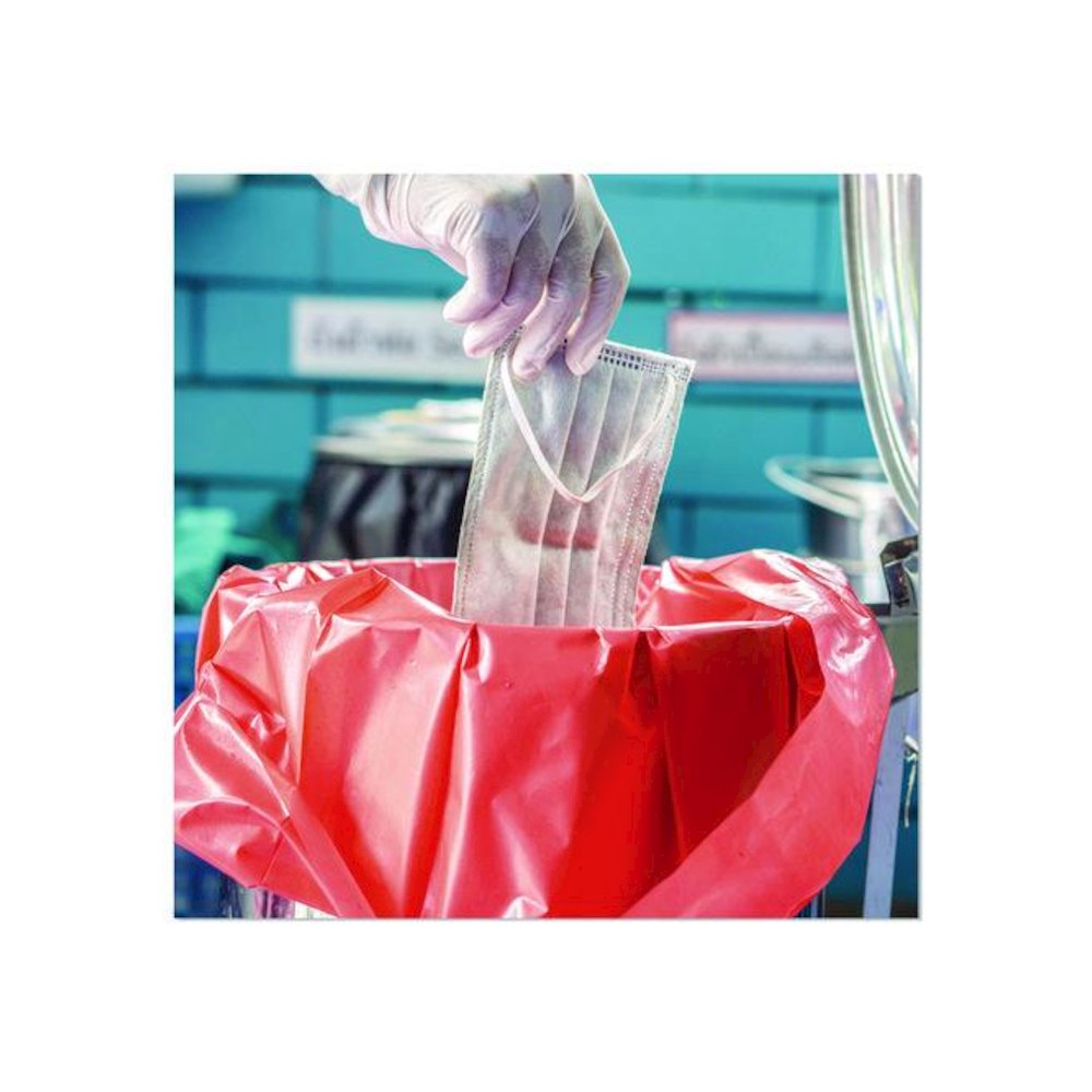 Healthcare Biohazard Printed Low-Density Can Liners, Infectious Waste, 44 gal, 3.2 mil, 37" x 50", Red, Flat Pack, 75/Carton. Picture 7