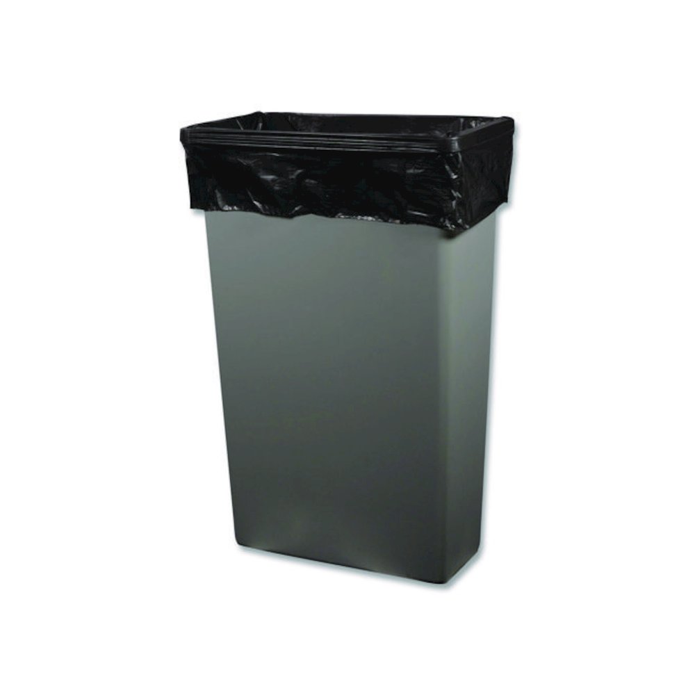 High-Density Waste Can Liners, 33 gal, 16 mic, 33 x 40, Black, Roll, 250/Carton. Picture 4