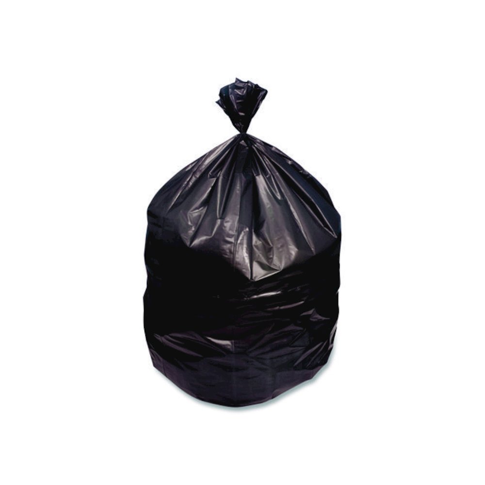 High-Density Waste Can Liners, 33 gal, 16 mic, 33 x 40, Black, Roll, 250/Carton. Picture 1