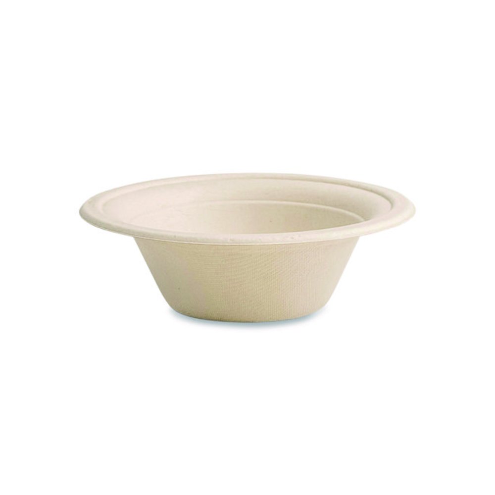 Nourish Molded Fiber Tableware, Compostable, Bowl, Sugarcane, 12 oz, White, 1,000/Carton. Picture 1