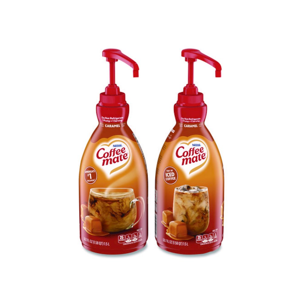 Liquid Creamer Pump Bottle, Caramel, 50.7 oz Pump Bottle, 2/Carton. Picture 1