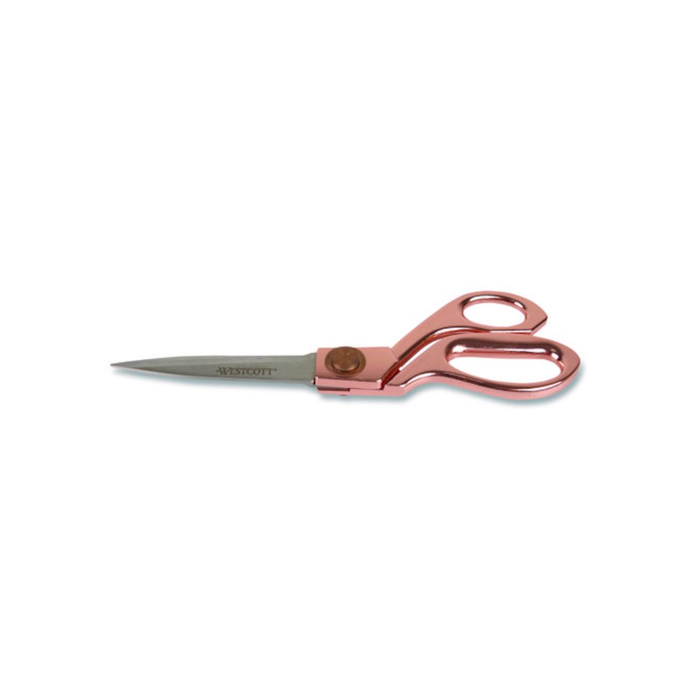 Vintage Stainless Steel Scissors, 8" Long, Offset Rose Gold Handle. Picture 2