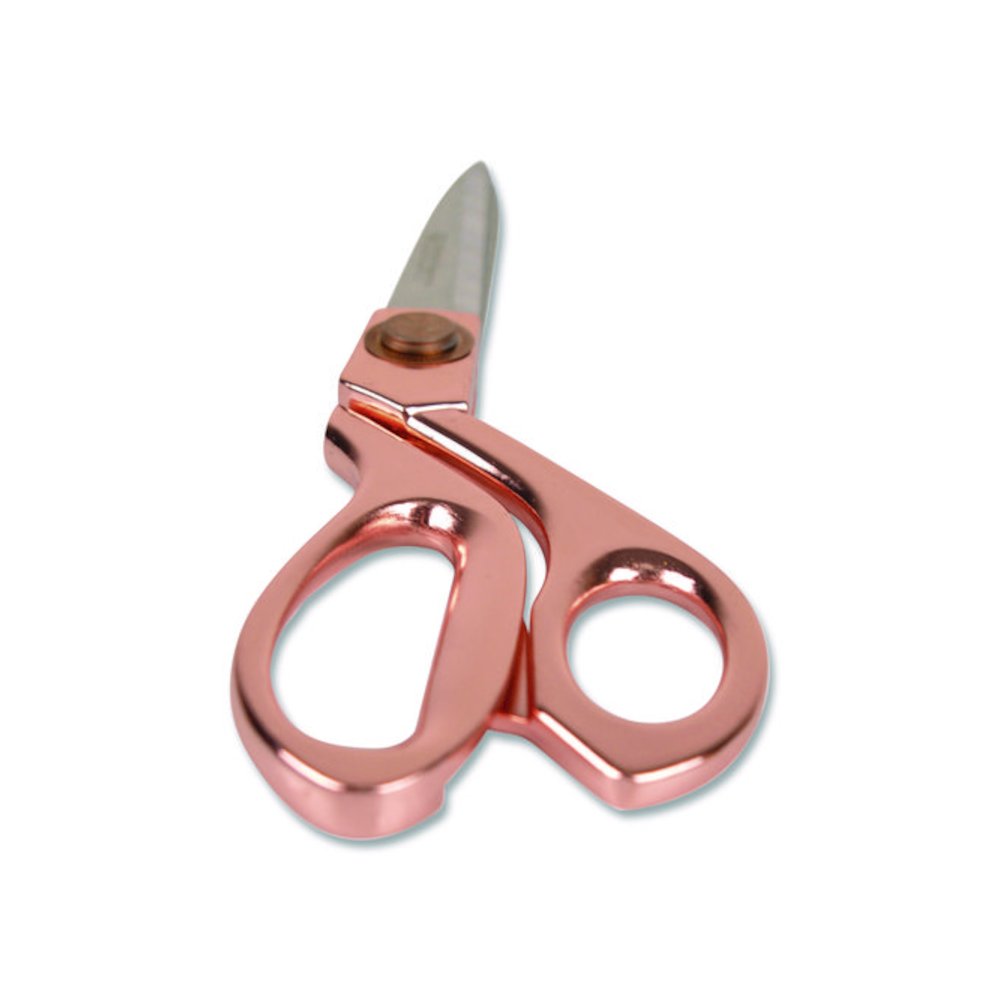 Vintage Stainless Steel Scissors, 8" Long, Offset Rose Gold Handle. Picture 3