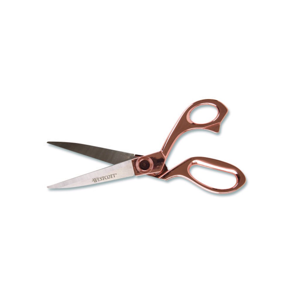 Vintage Stainless Steel Scissors, 8" Long, Offset Rose Gold Handle. Picture 4