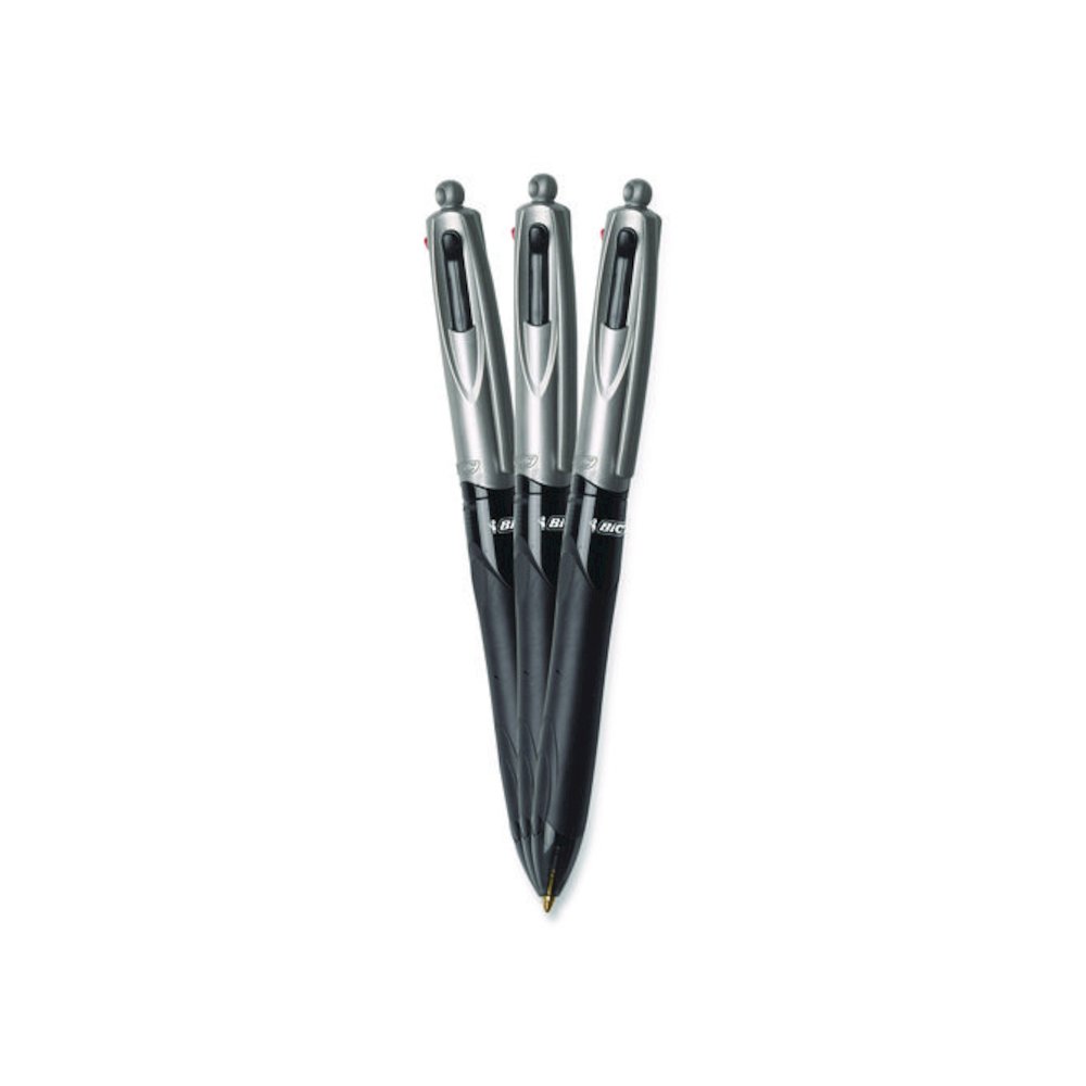 4-Color Pro Grip Multi-Color Ballpoint Pen, Retractable, Medium 1 mm, Black/Blue/Green/Red Ink, Black/Gray Barrel, Dozen. Picture 4