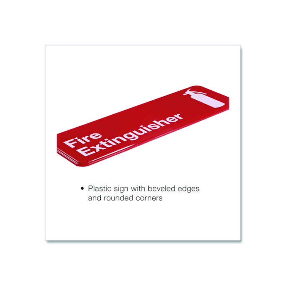 Fire Extinguisher Wall Sign, 9" x 3", Red Face, White Graphics, 3/Pack. Picture 3