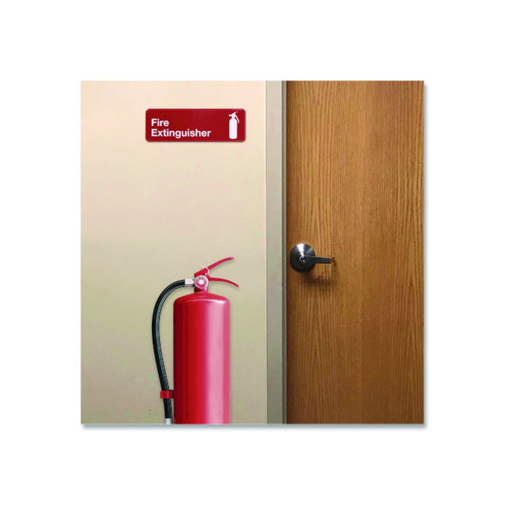 Fire Extinguisher Wall Sign, 9" x 3", Red Face, White Graphics, 3/Pack. Picture 4