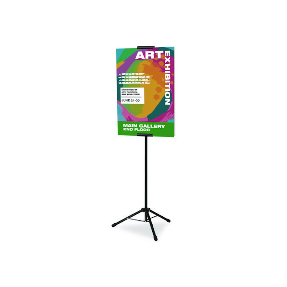 Blank Floor Sign Stand, Holds Posters Up to 77", 26" to 86" Tall, Black Stand, White Face. Picture 4