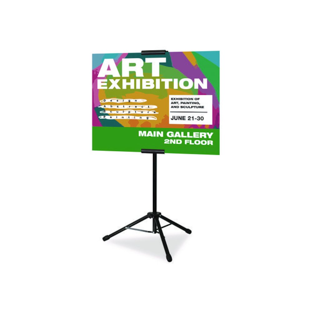 Blank Floor Sign Stand, Holds Posters Up to 77", 26" to 86" Tall, Black Stand, White Face. Picture 6