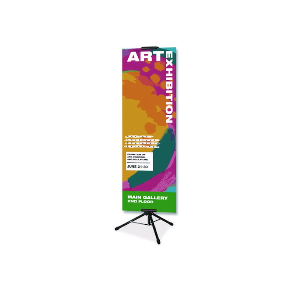 Blank Floor Sign Stand, Holds Posters Up to 77", 26" to 86" Tall, Black Stand, White Face. Picture 7