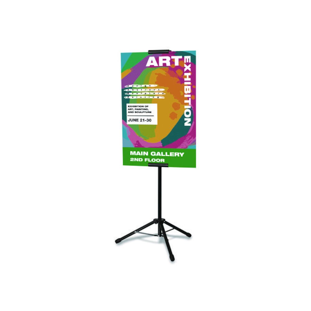 Blank Floor Sign Stand, Holds Posters Up to 77", 26" to 86" Tall, Black Stand, White Face. Picture 1