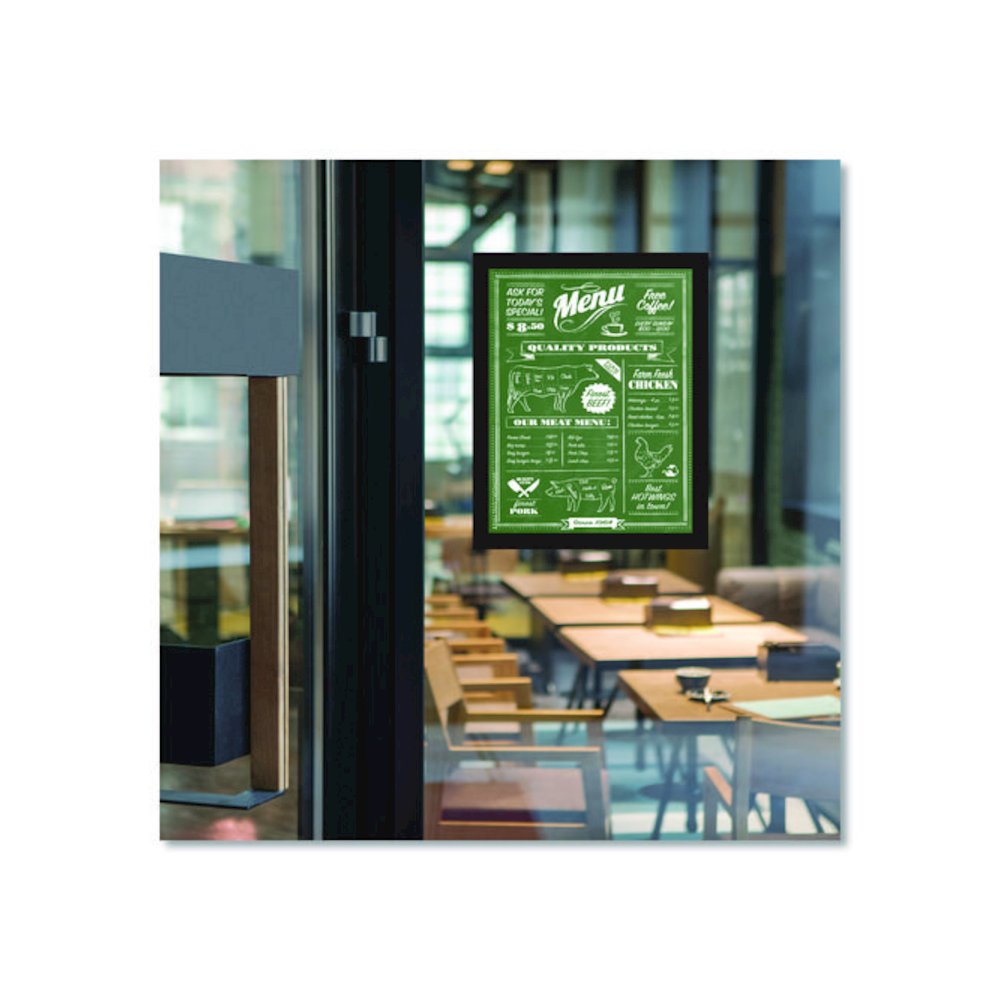 Indoor Window Sign Holder, 8.5 x 11 Insert, Black Frame, 5/Pack. Picture 3