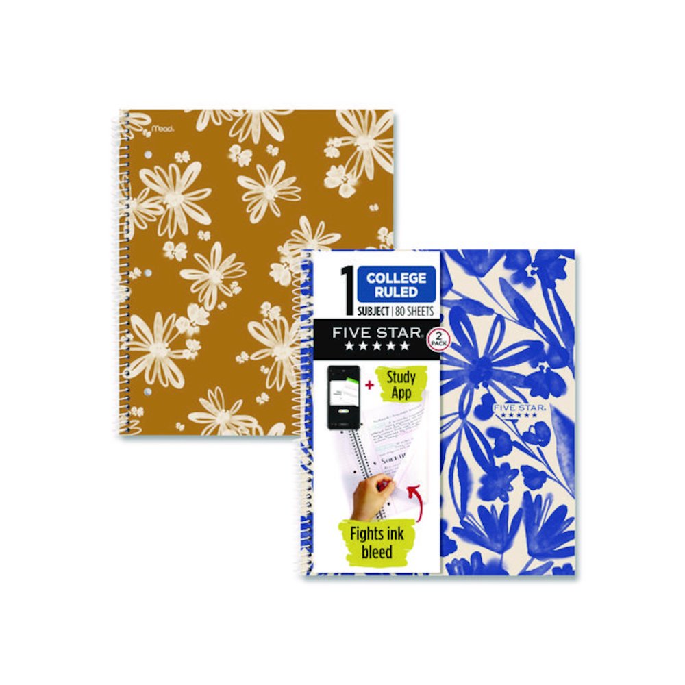 Soft Pedals Spiral Notebook, 1-Subject, Medium/College Rule, Assorted Cover Colors, (80) 11 x 8.5 Sheets, 2/Pack. Picture 1