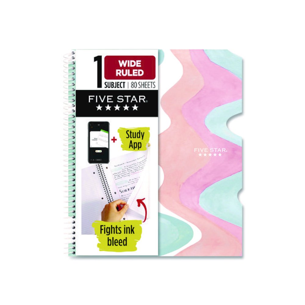 Brushy Moves Spiral Notebook, 1-Subject, Medium/College Rule, Assorted Cover Colors, (80) 11 x 8.5 Sheets, 2/Pack. Picture 3