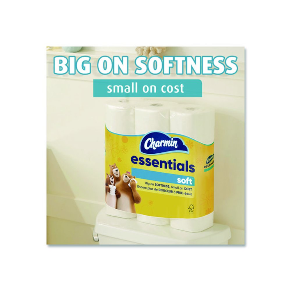 Essentials Soft Bathroom Tissue, Septic Safe, 2-Ply, White, 330 Sheets/Roll, 9 Rolls/Pack, 4 Packs/Carton. Picture 2