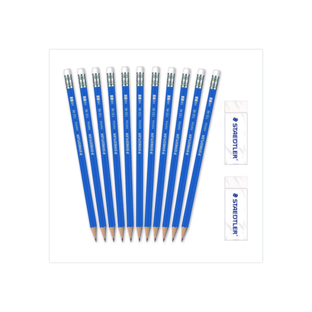 Pre-Sharpened Wooden Pencils with (40) Block Erasers, HB #2 Black Lead, Blue Barrel, 500/Pack. Picture 1