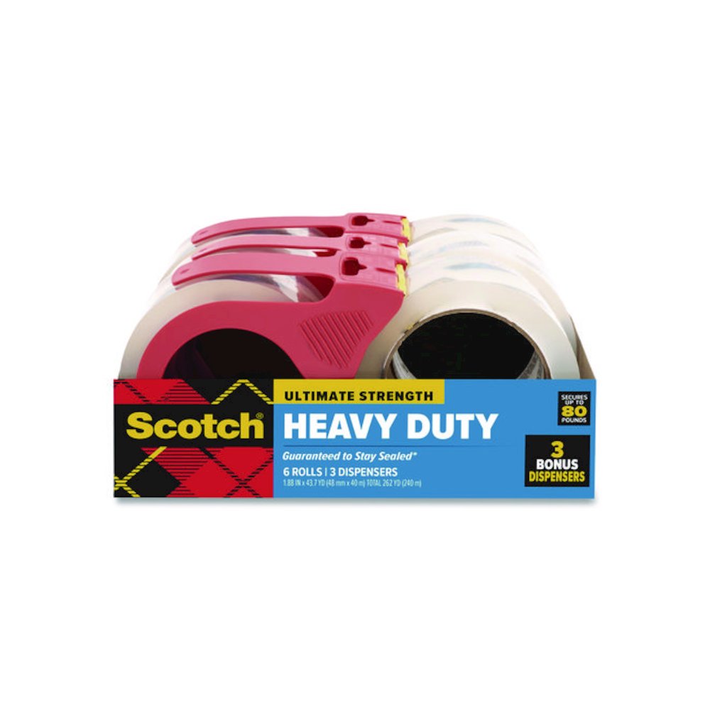 3850 Heavy-Duty Packaging Tape, 3" Core, 1.88" x 43.7 yd, Clear, 6/Pack. Picture 1