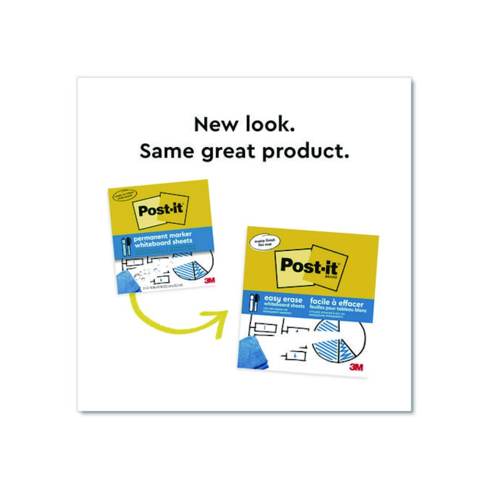Easy-Erase Whiteboard Sheets, Plastic Surface, 9.1 x 9.1, White, 2/Pack. Picture 2