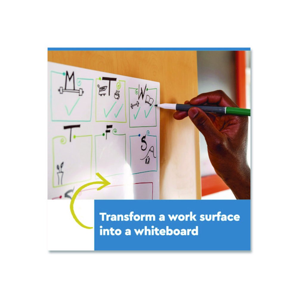 Easy-Erase Whiteboard Sheets, Plastic Surface, 9.1 x 9.1, White, 2/Pack. Picture 4